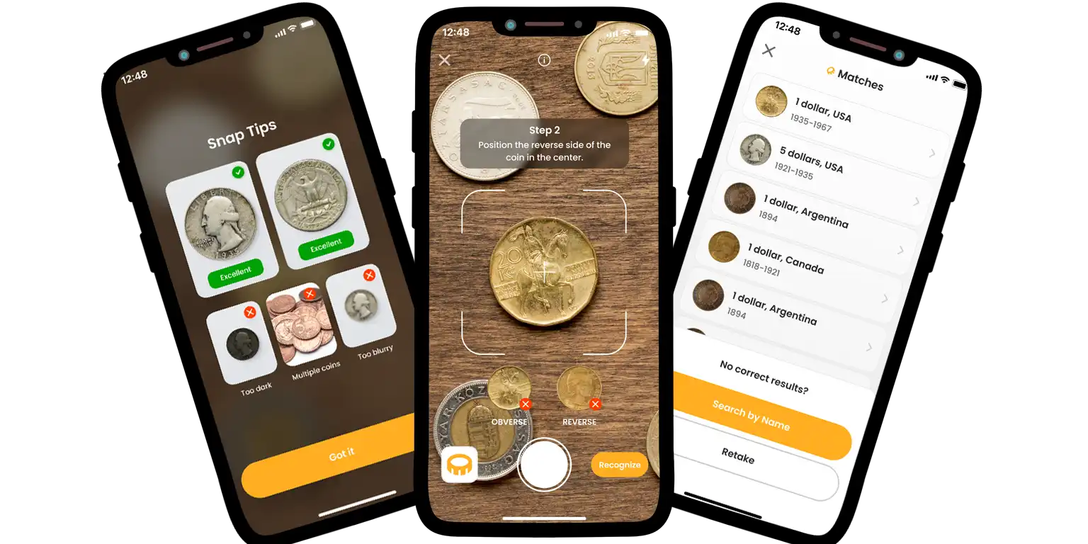 A screen from the Coin ID Scanner app.